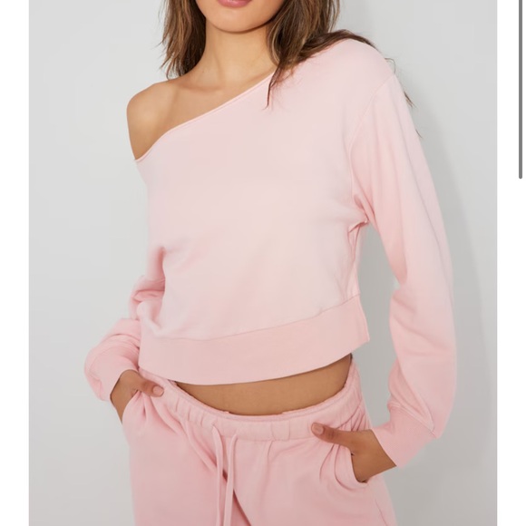 Garage Sweaters - Garage Soft Pink Off-Shoulder Cropped Sweater